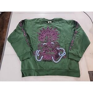 Real‎ Bad Man RBM Electrified Crew  Sweatshirt Streetwear Organic Green Size 2XL